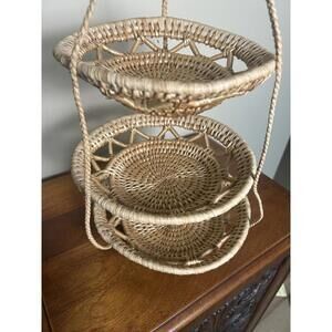 Rattan 3 tier hanging basket